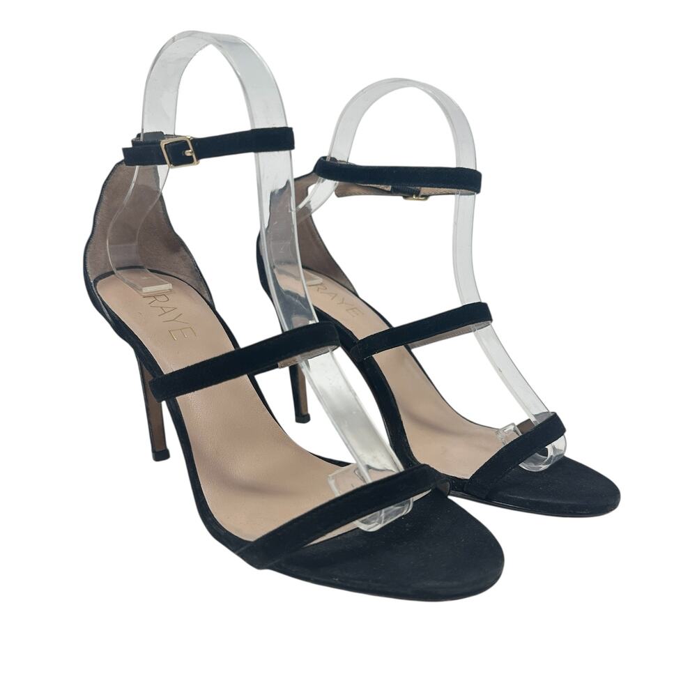 Raye Alley High Heels Pumps Shoes Suede‎ Ankle Strap Buckle Black Size US 7.5